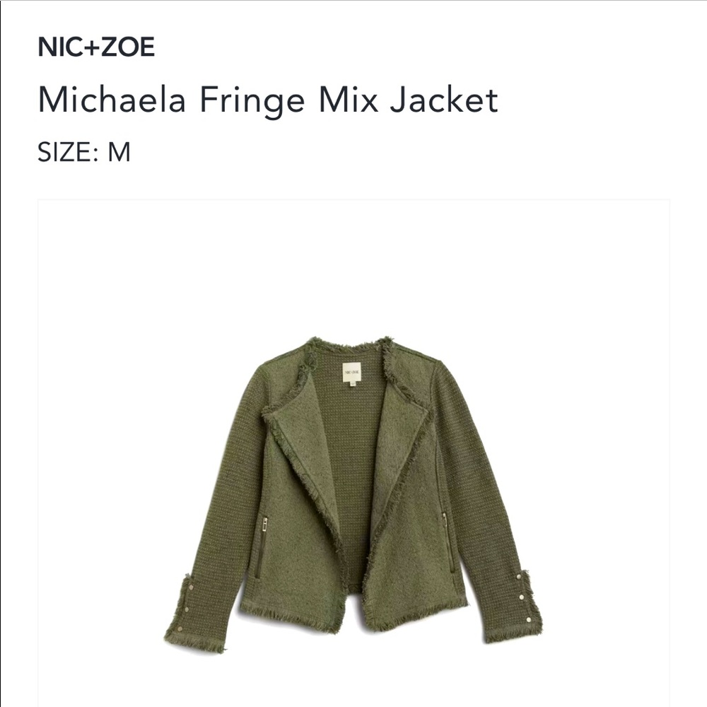 COPY - NWT Nic+Zoe Olive Jacket, Michaela Fringe Mix. Size  Medium